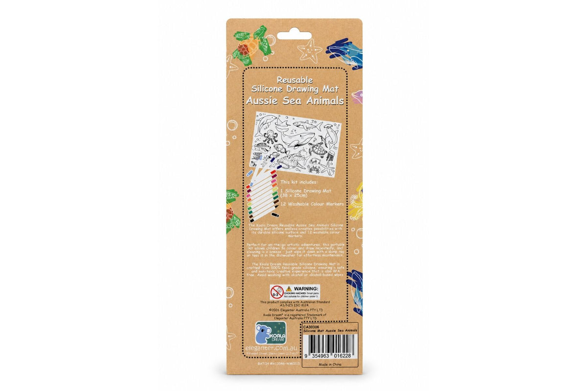 REUSABLE SILICONE DRAWING MAT AUSSIE SEA ANIMALS