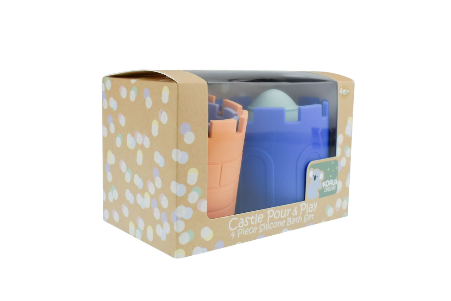 SILICONE CASTLE POUR & PLAY 4PC BATH SET