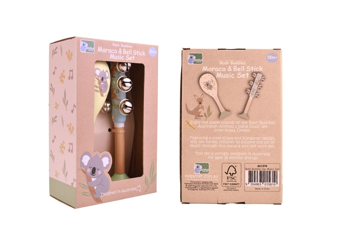 BUSH BUDDIES KOALA MARACA & KANGAROO BELLSTICK SET
