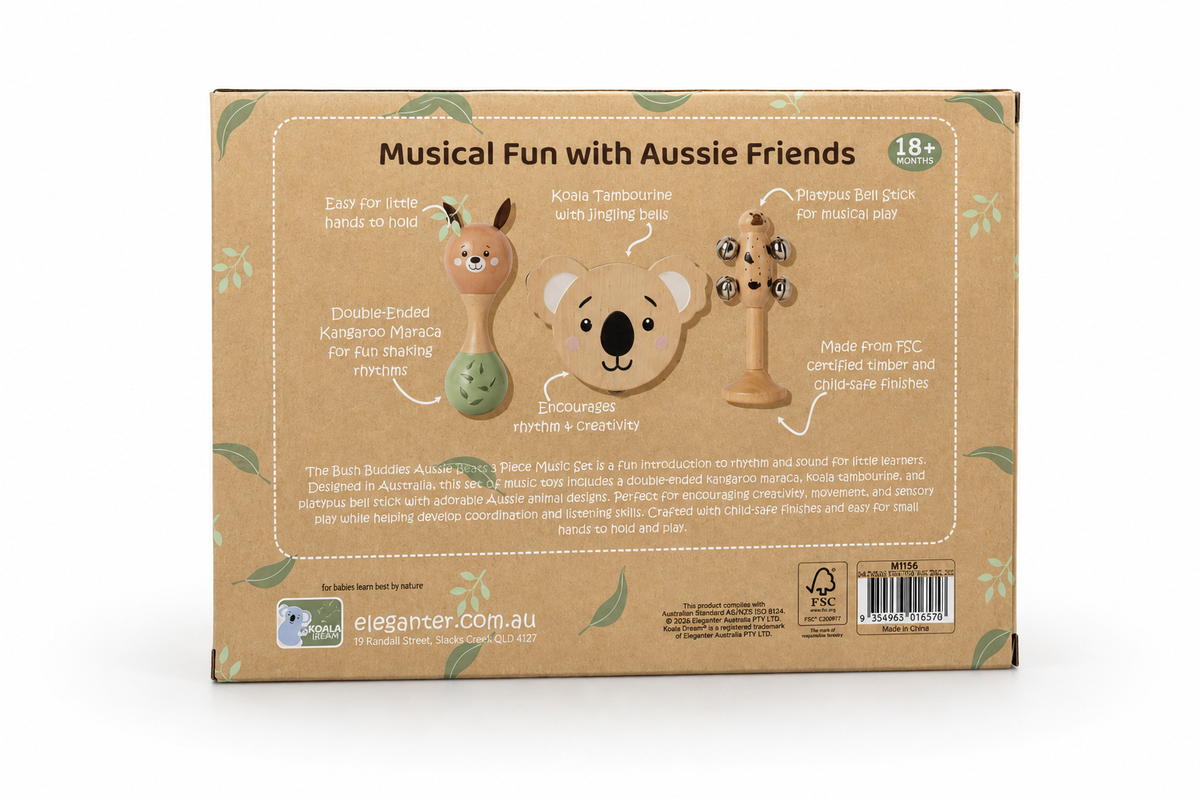 BUSH BUDDIES AUSSIE BEATS MARACA TAMBOURINE BELL STICK SET