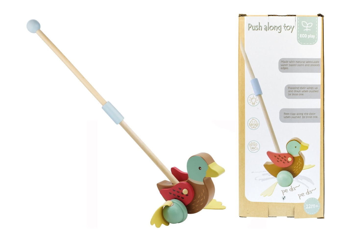 WOODEN MALLARD DUCK PUSH A LONG
