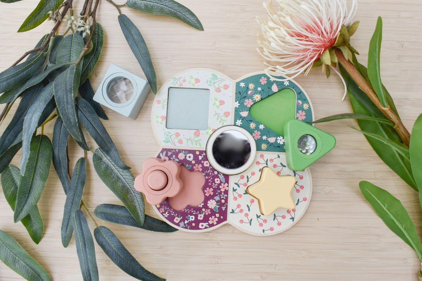 WOODEN SHAPE SORTER WITH ACTIVITY BLOCKS