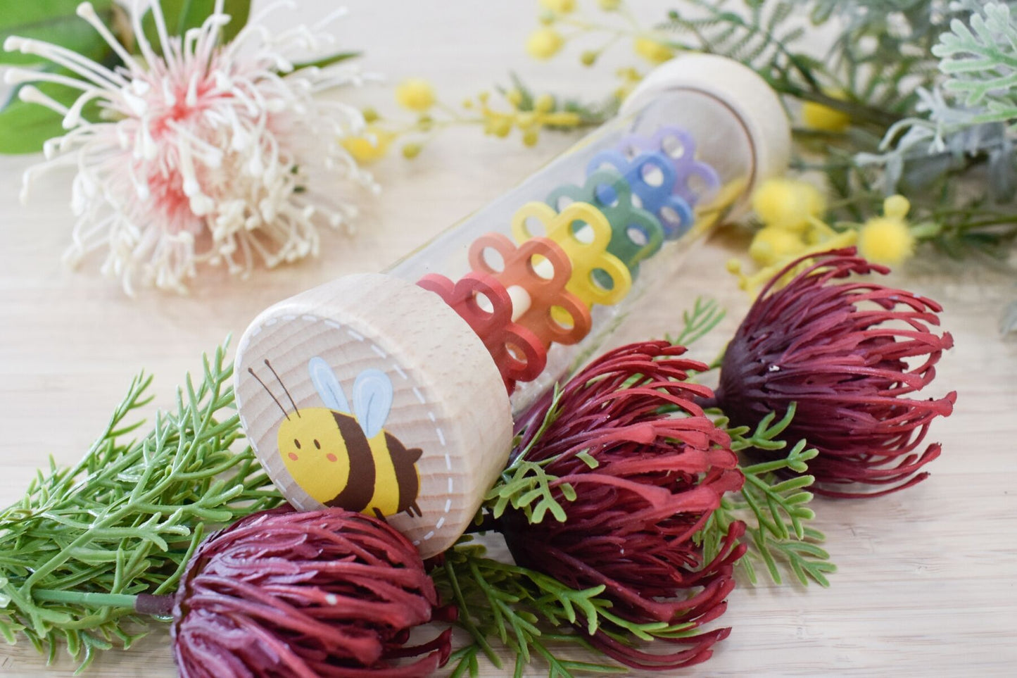 WOODEN BEE RAINMAKER RATTLE