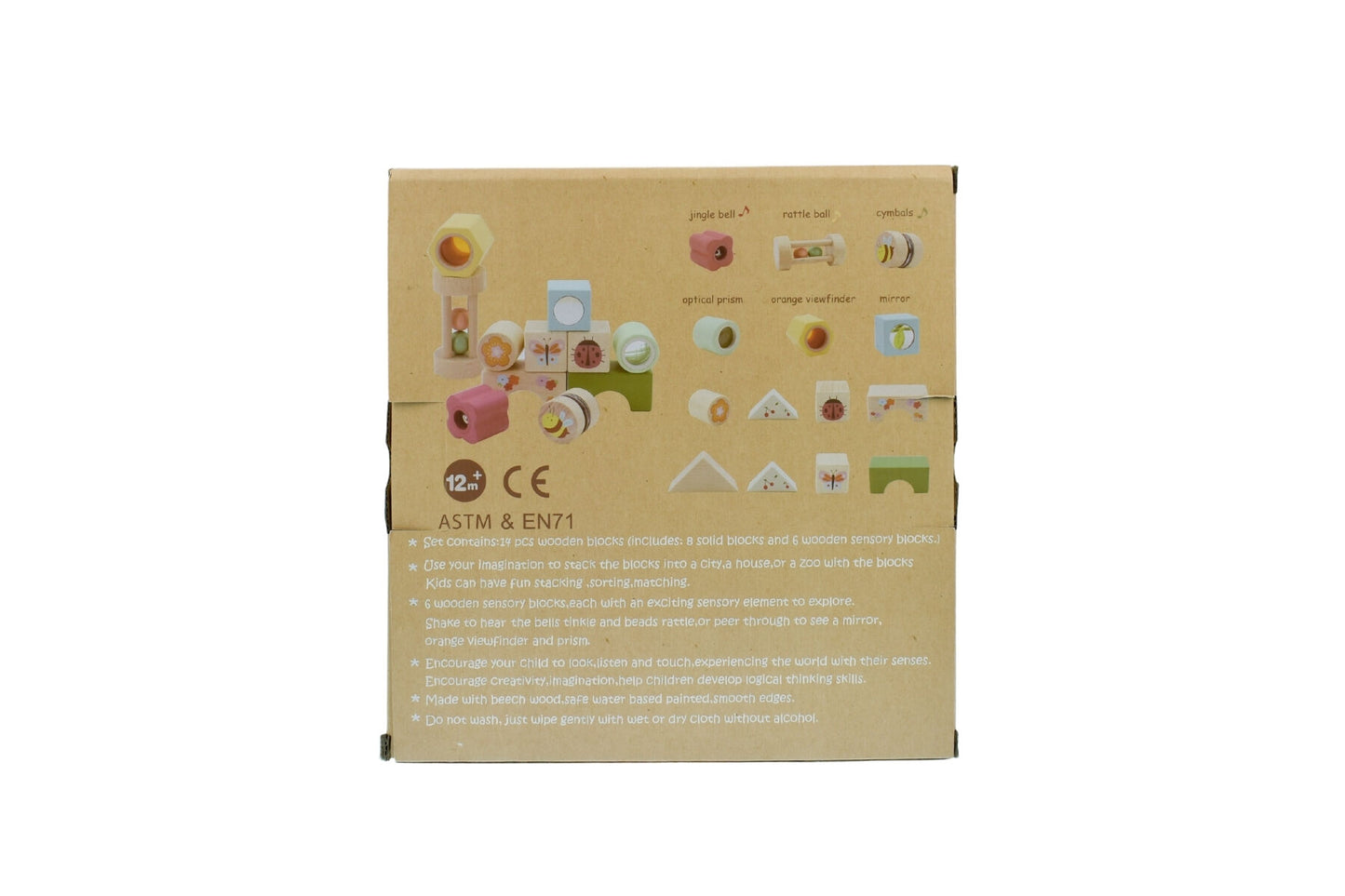 WOODEN SPRING INSECT ACTIVITY BLOCKS 14PCS