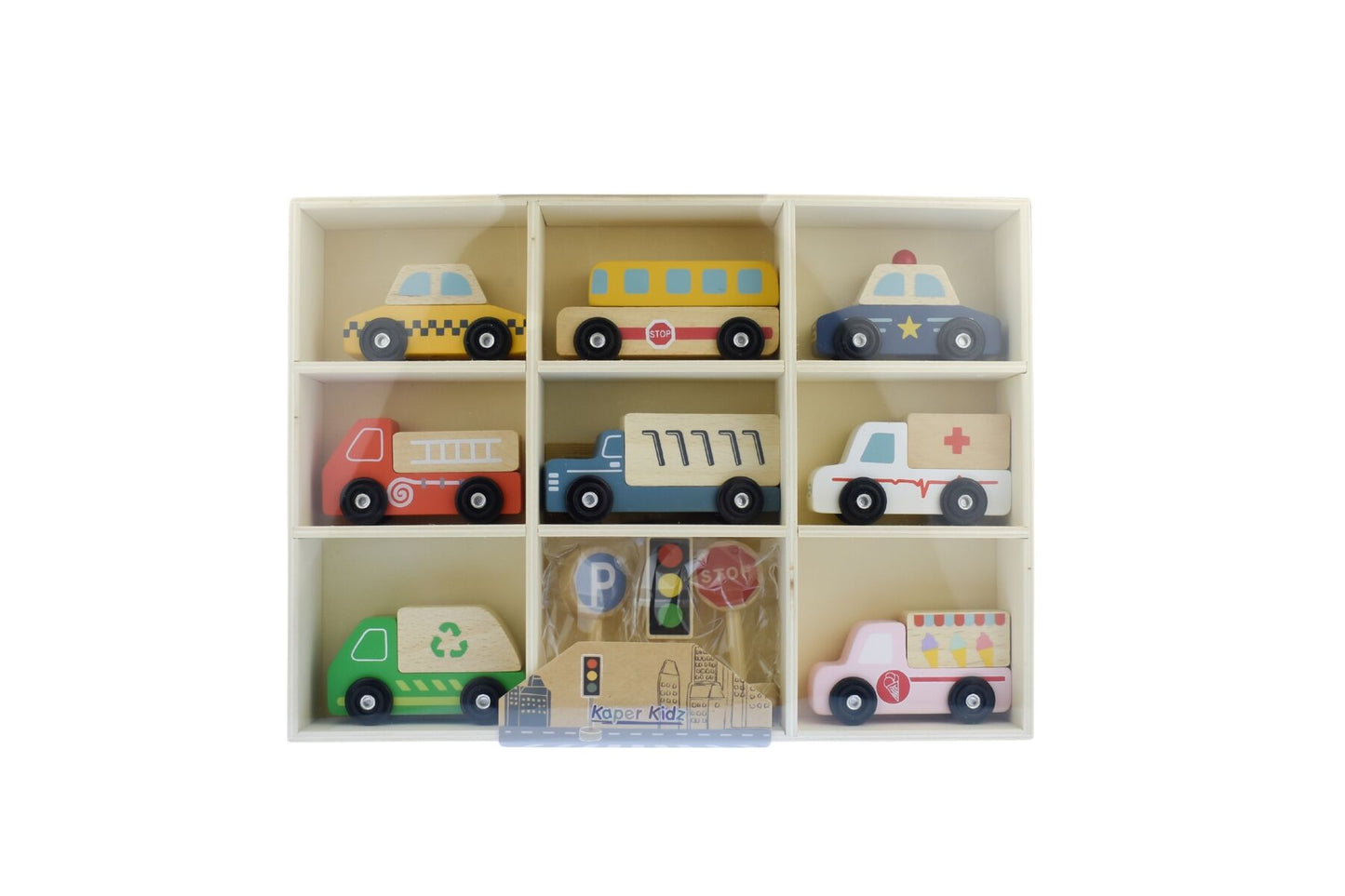 WOODEN BOX TRANSPORTATION & STREET SIGN SET