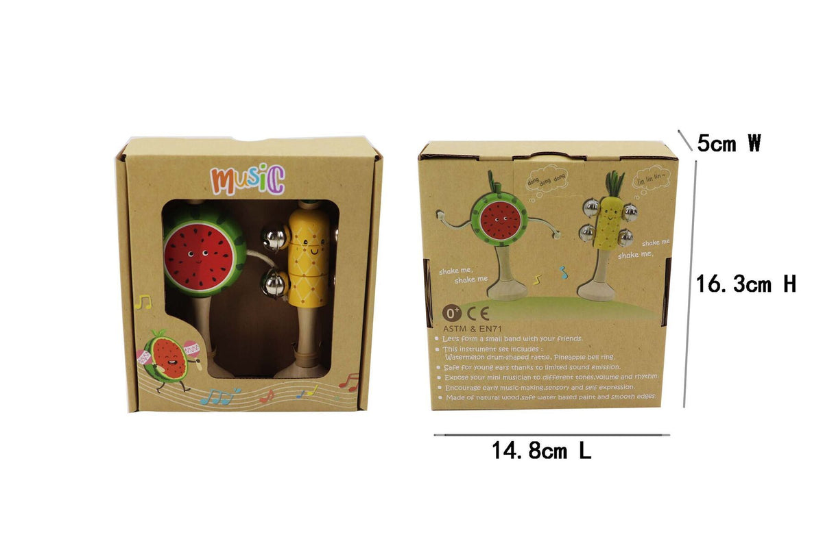 WOODEN FRUIT MUSICAL SET WATERMELON & PINEAPPLE