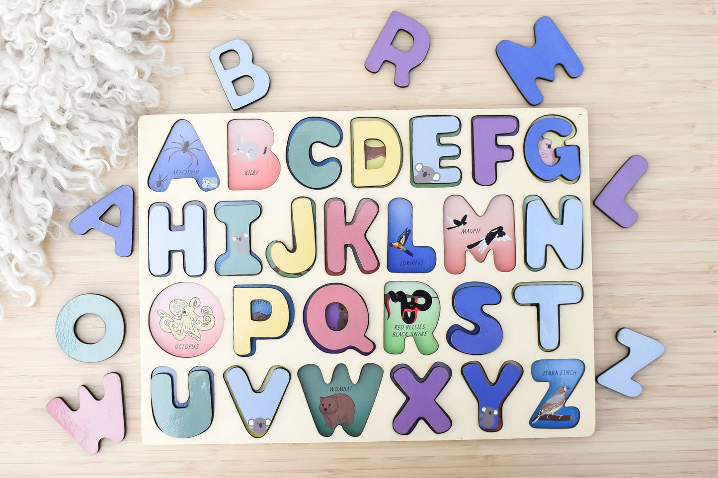 AUSTRALIAN ANIMALS A-Z UPPERCASE ALPHABET PUZZLE