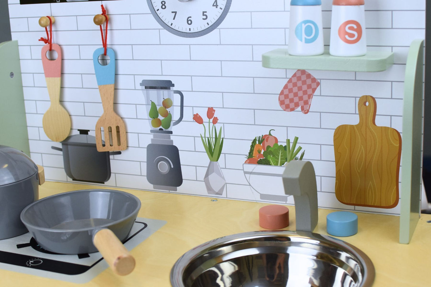 WOODEN PLAY KITCHEN SET