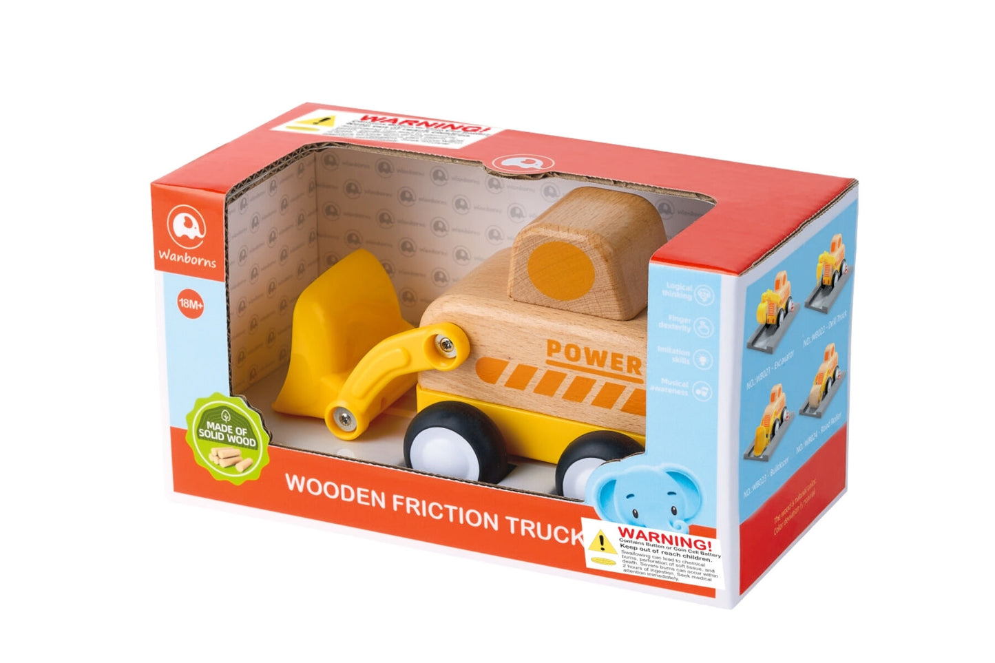 WOODEN FRICTION TRUCK BULLDOZER WITH SOUND AND LIGHT