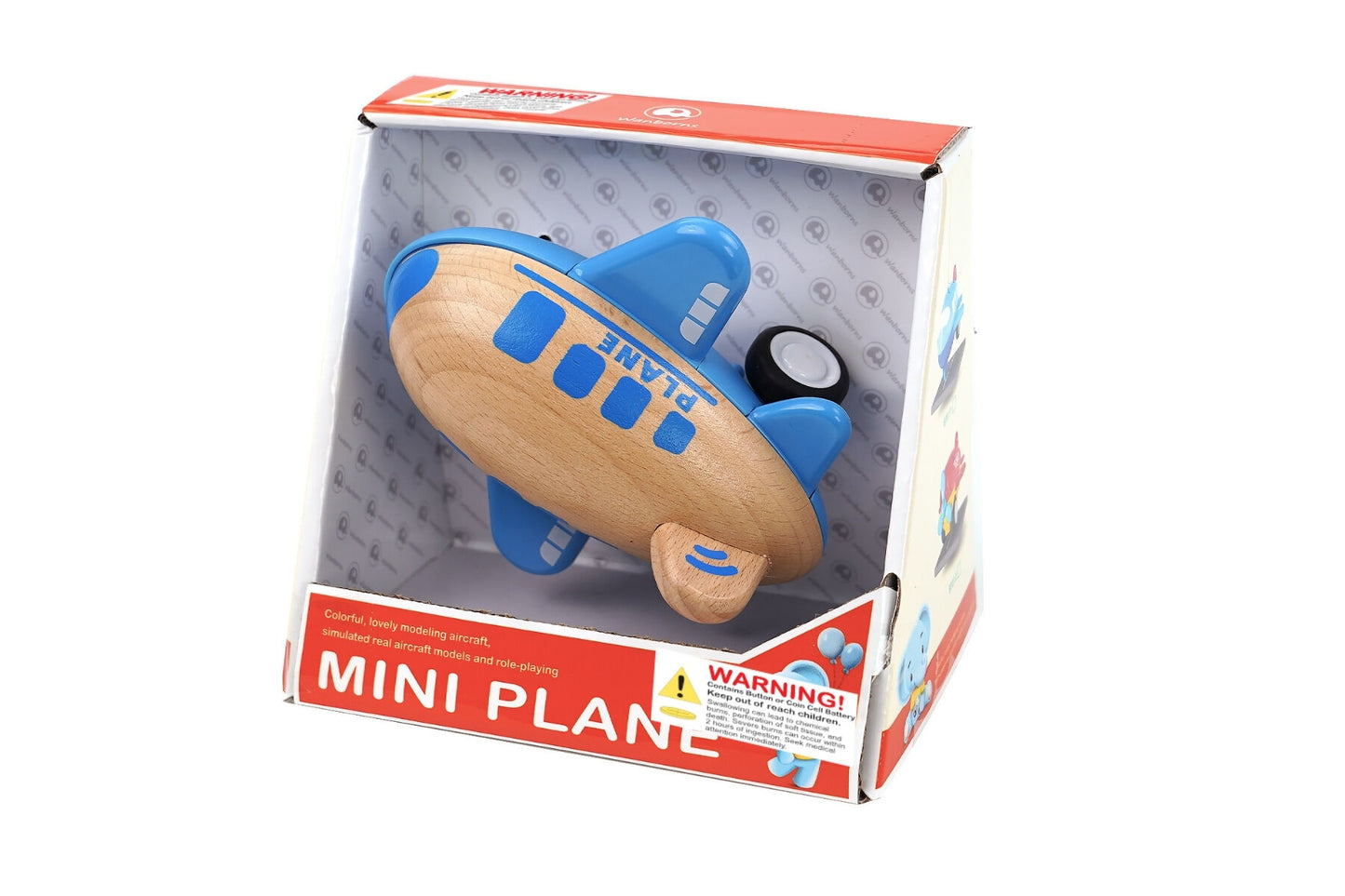 WOODEN RACER PLANE AIRPLANE WITH SOUND- BLUE