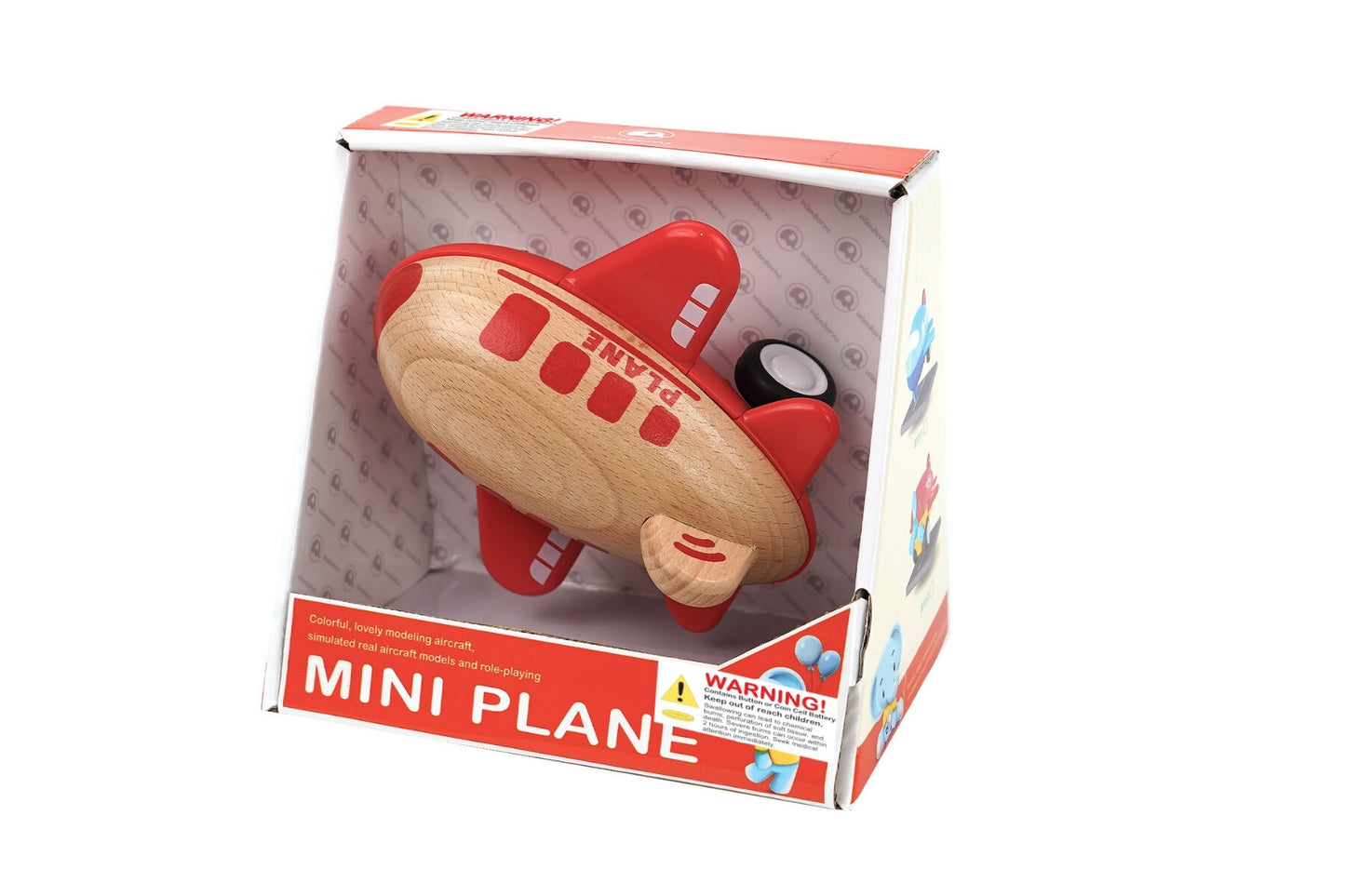 WOODEN RACER PLANE AIRPLANE WITH SOUND- RED