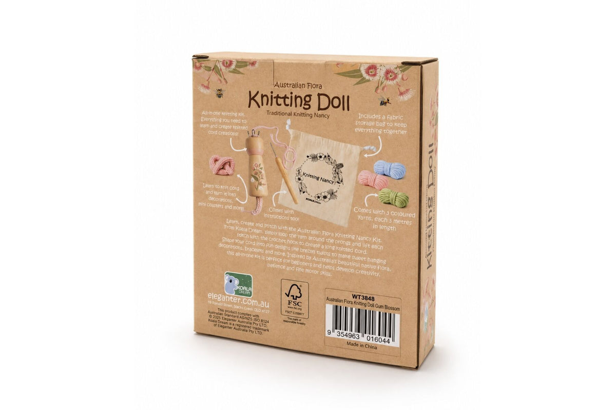 AUSTRALIAN FLORA KNITTING DOLL GUM BLOSSOM