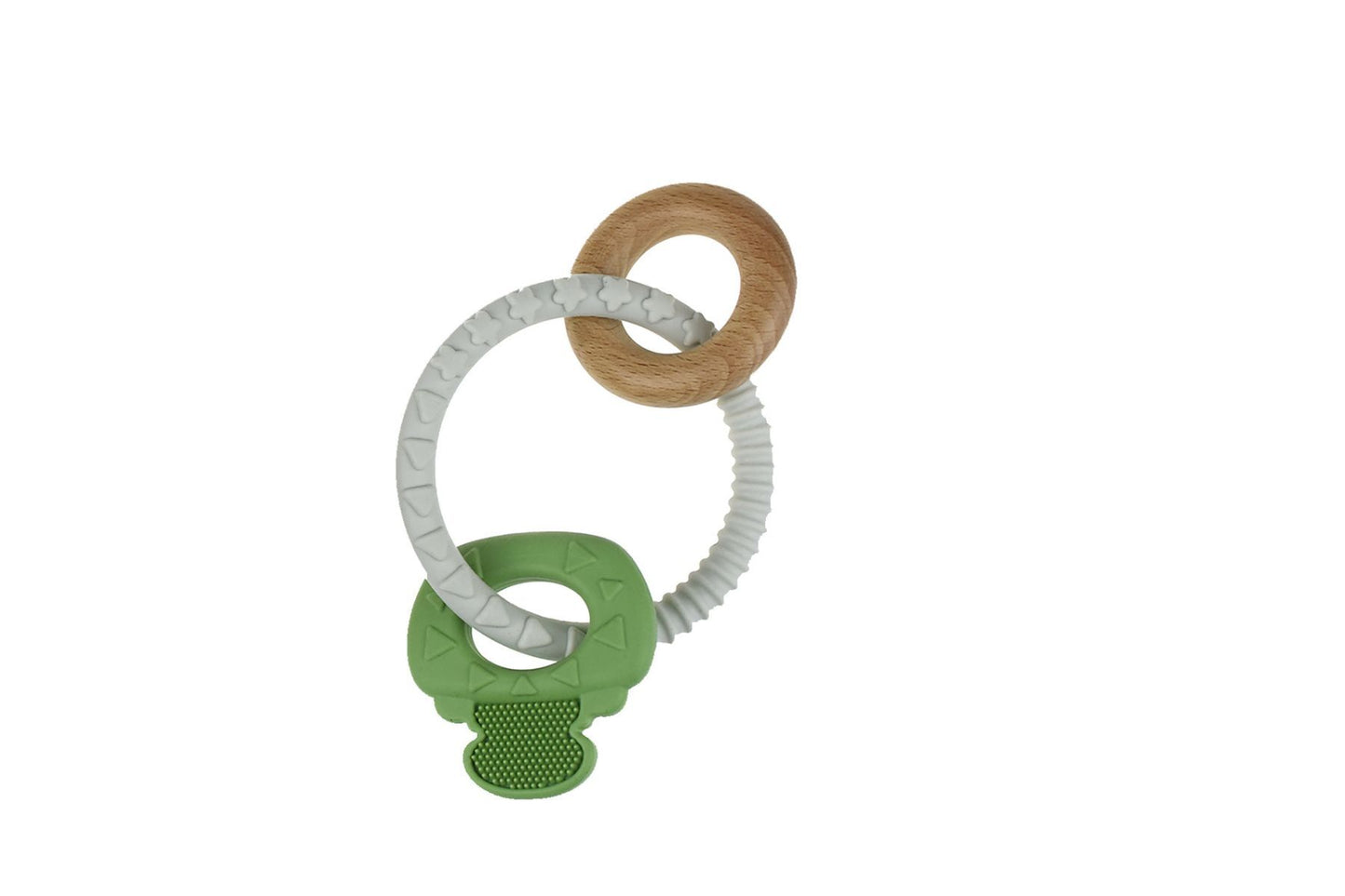 TEXTURED SILICONE KEY TEETHER-GREEN