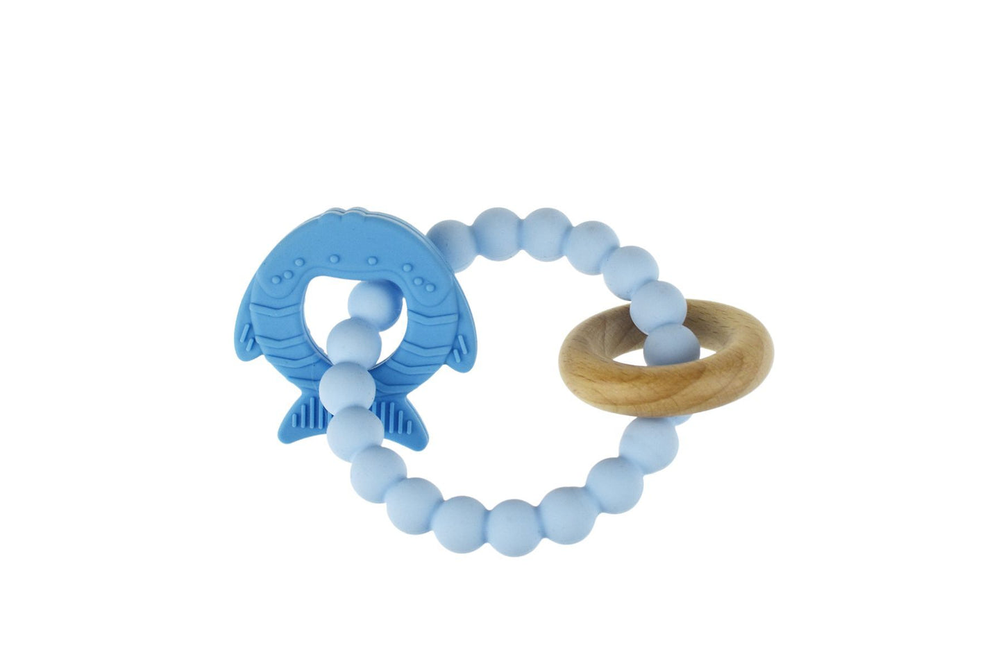 TEXTURED SILICONE FISH TEETHER-BLUE