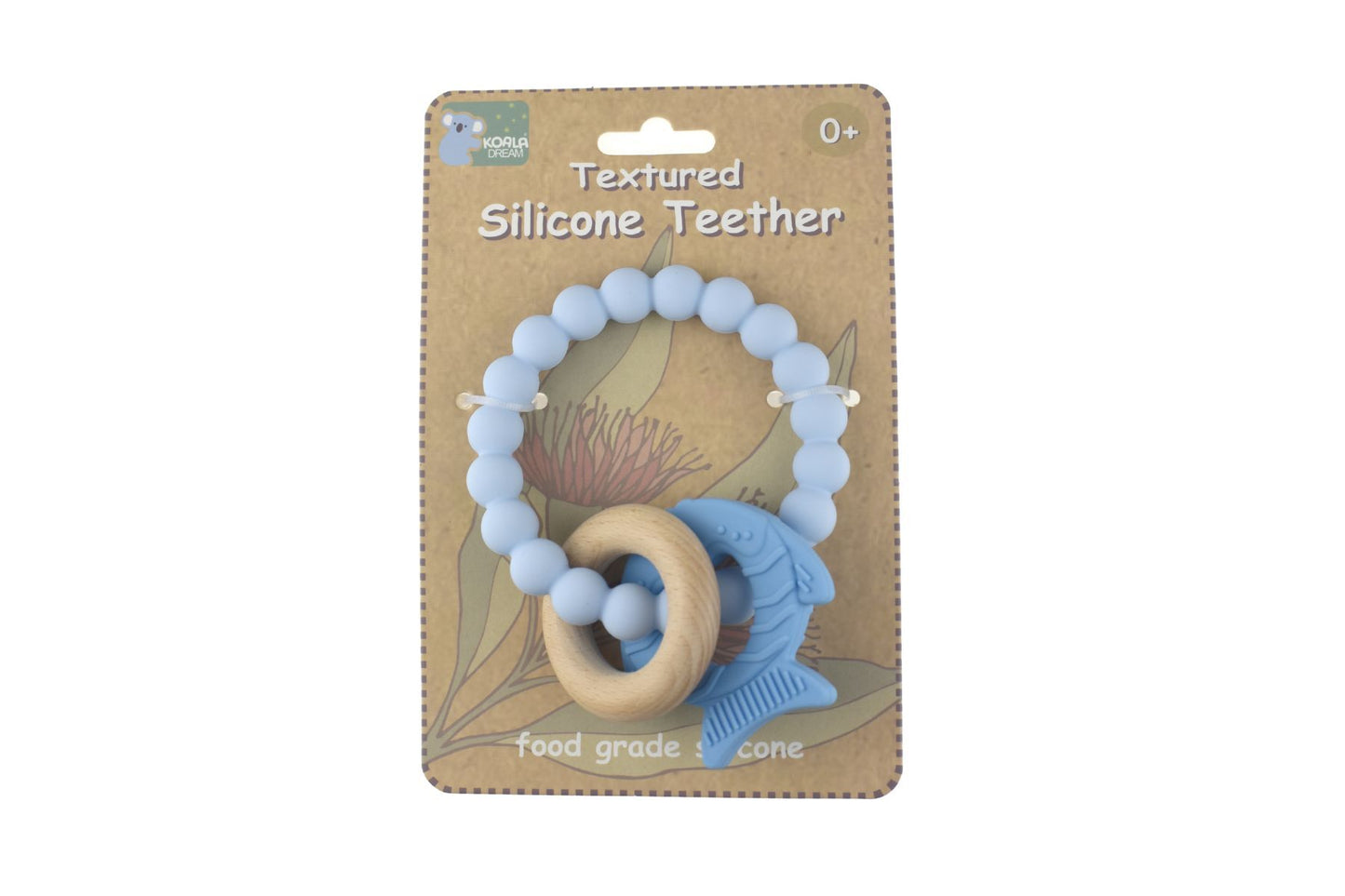 TEXTURED SILICONE FISH TEETHER-BLUE