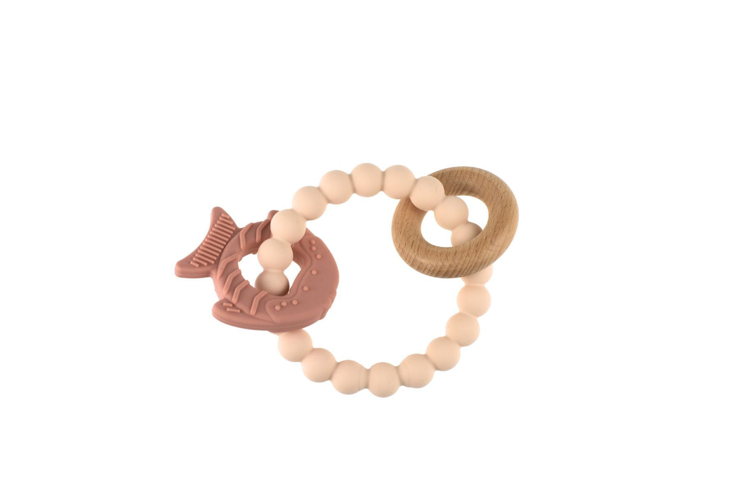 TEXTURED SILICONE FISH TEETHER-PINK