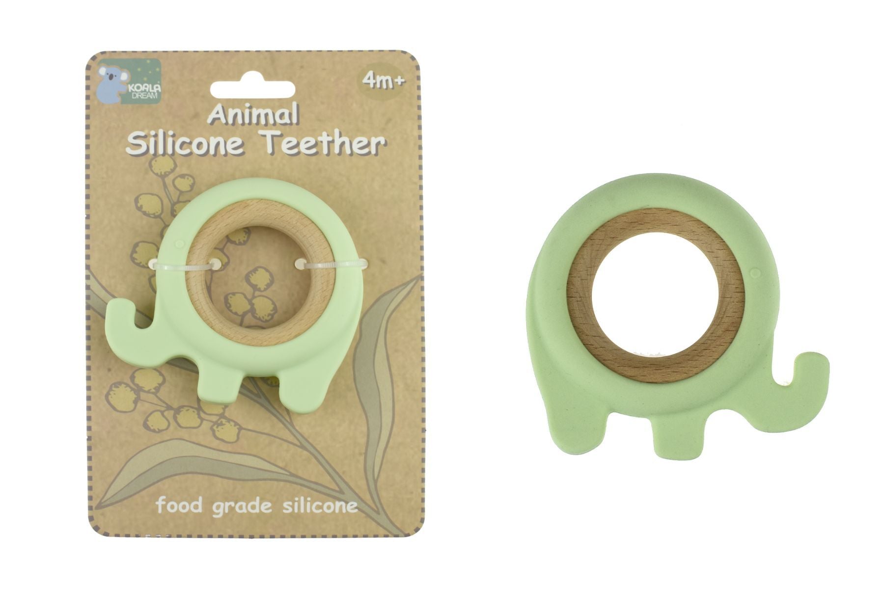 SILICONE ELEPHANT TEETHER-GREEN