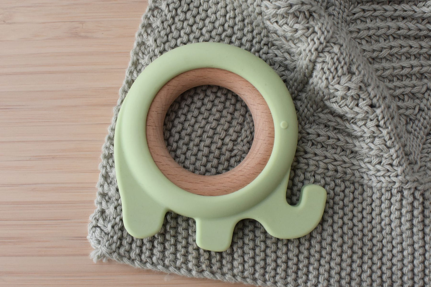 SILICONE ELEPHANT TEETHER-GREEN