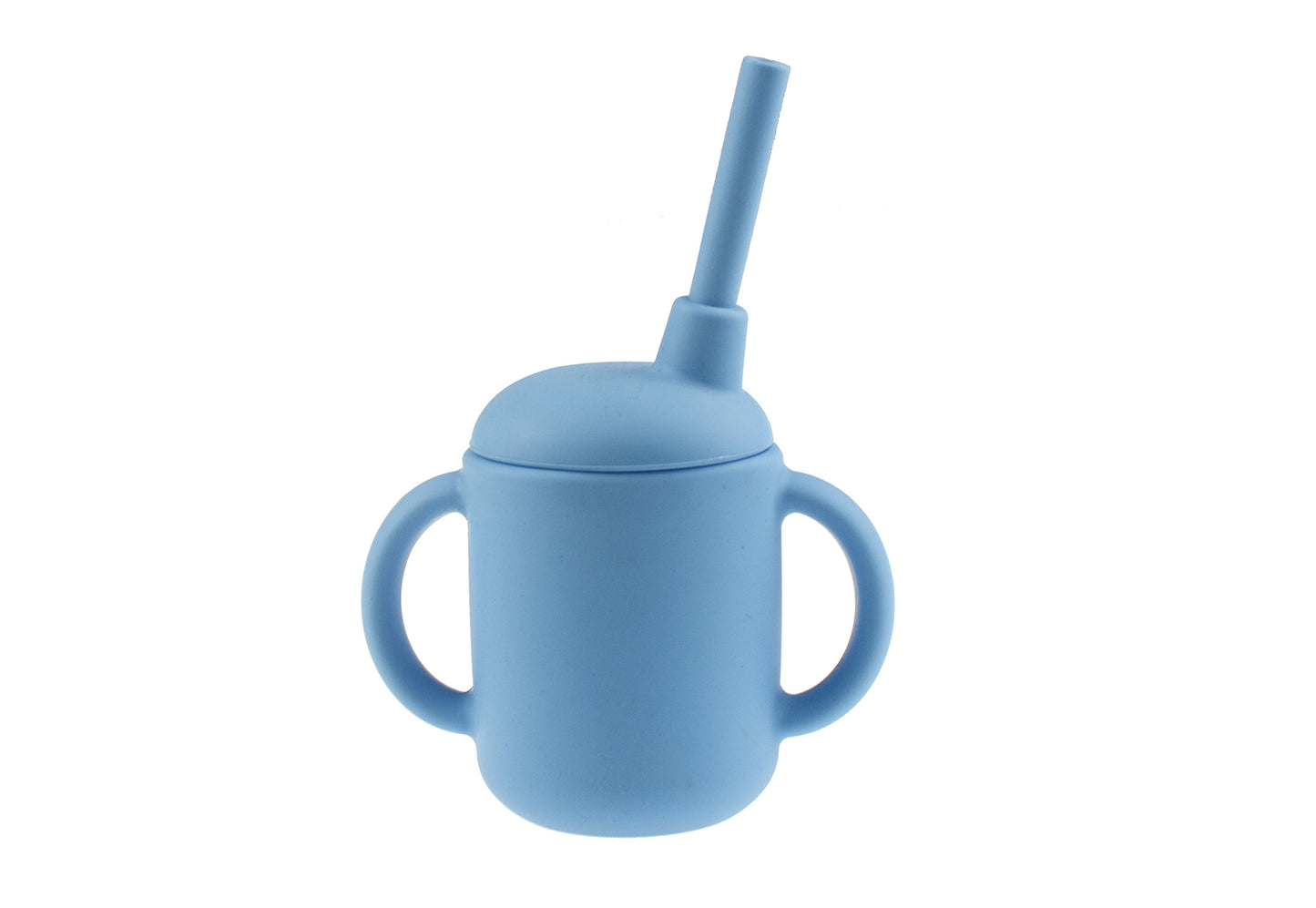 SILICONE SIPPY CUP WITH STRAW-BLUE