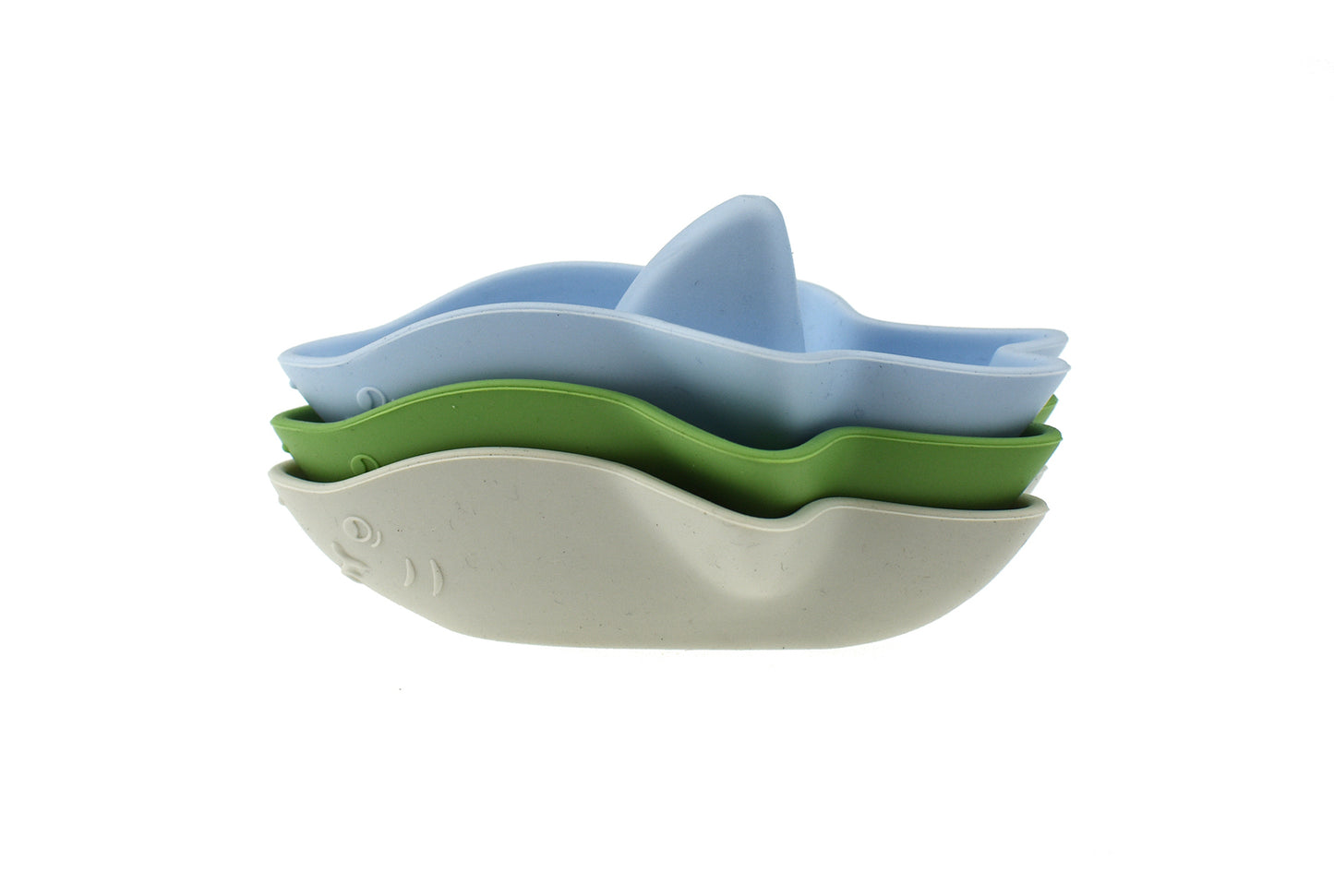 BATH SHARKS SILICONE 3PC SET-BLUE/GREEN