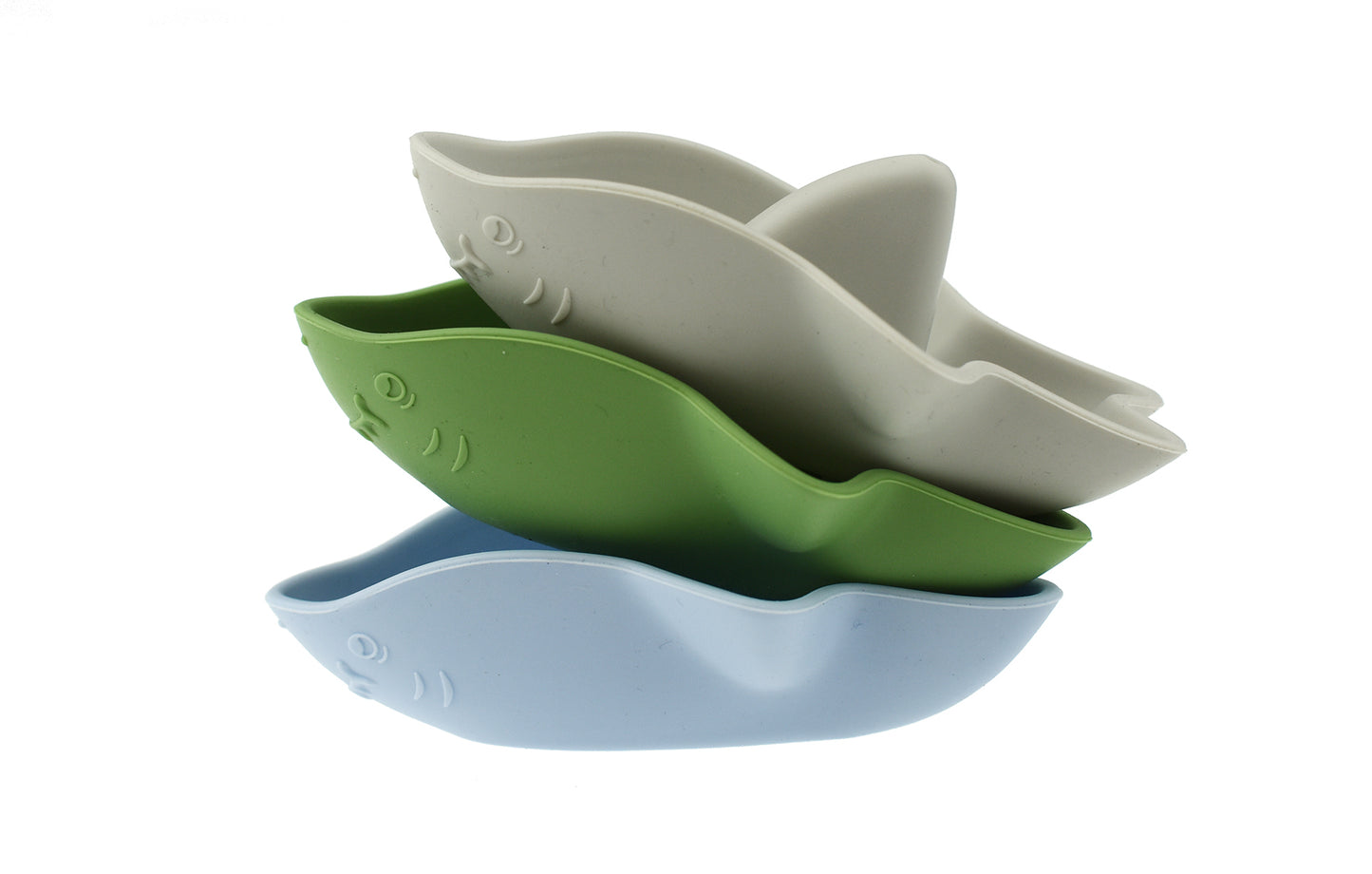 BATH SHARKS SILICONE 3PC SET-BLUE/GREEN