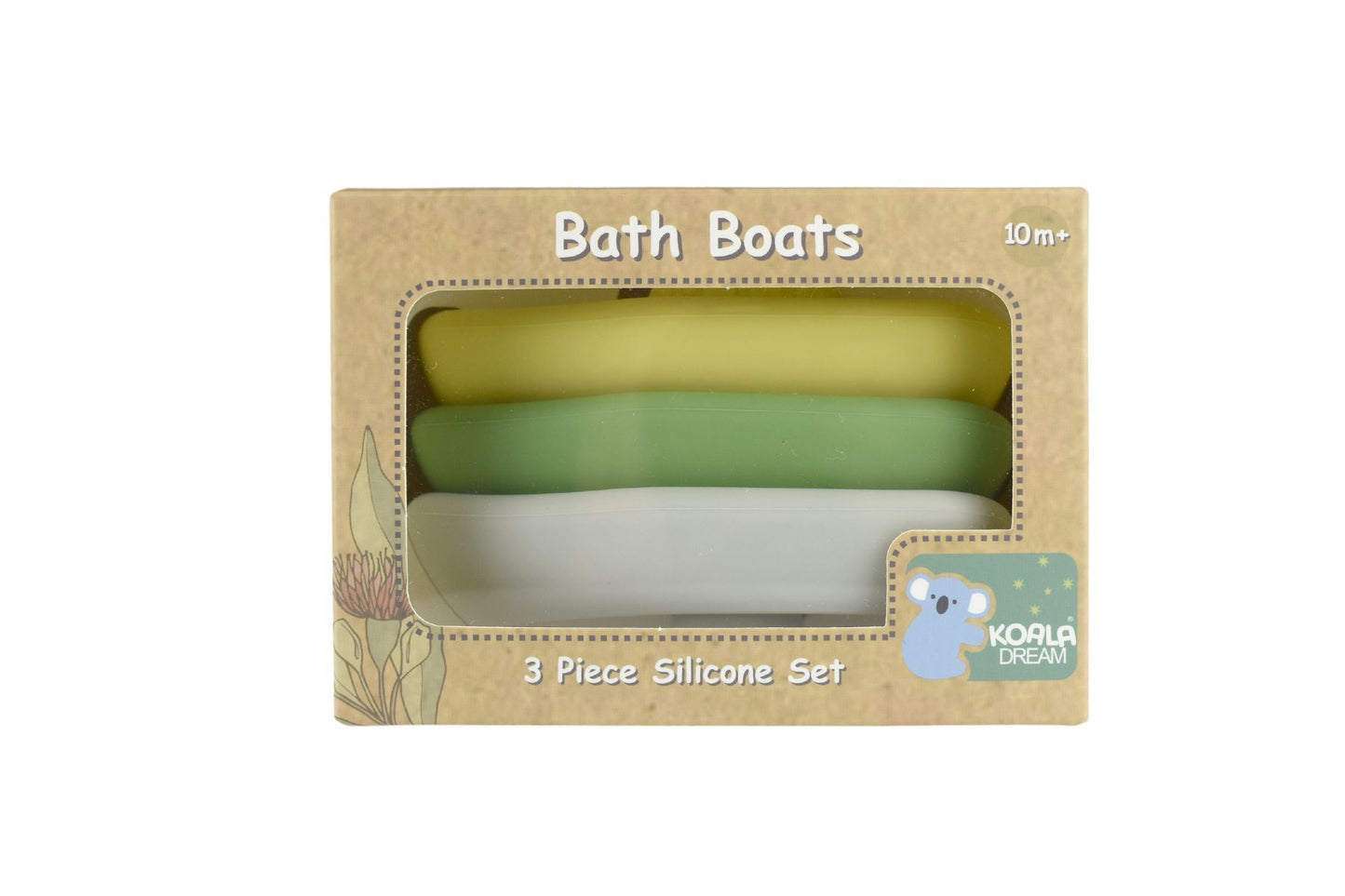 BATH BOATS 3PC SILICONE SET-GREY/GREEN