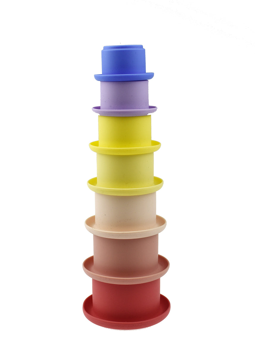 STACKING CUPS 7 PC SILICONE SET-PINK