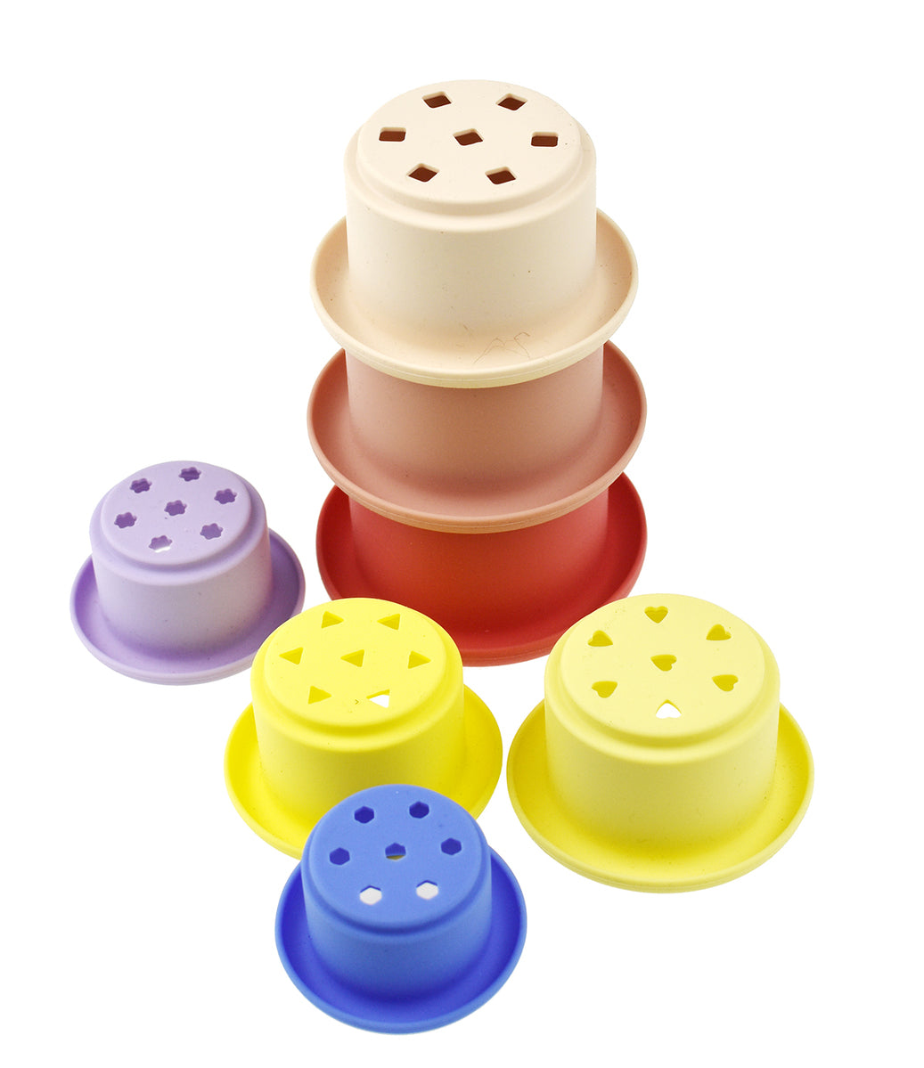 STACKING CUPS 7 PC SILICONE SET-PINK