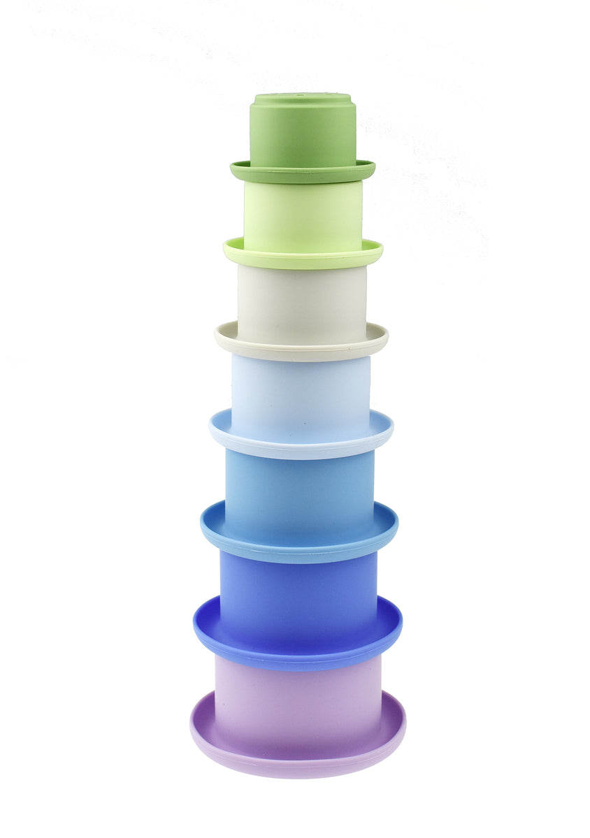 STACKING CUPS 7 PC SILICONE SET-BLUE