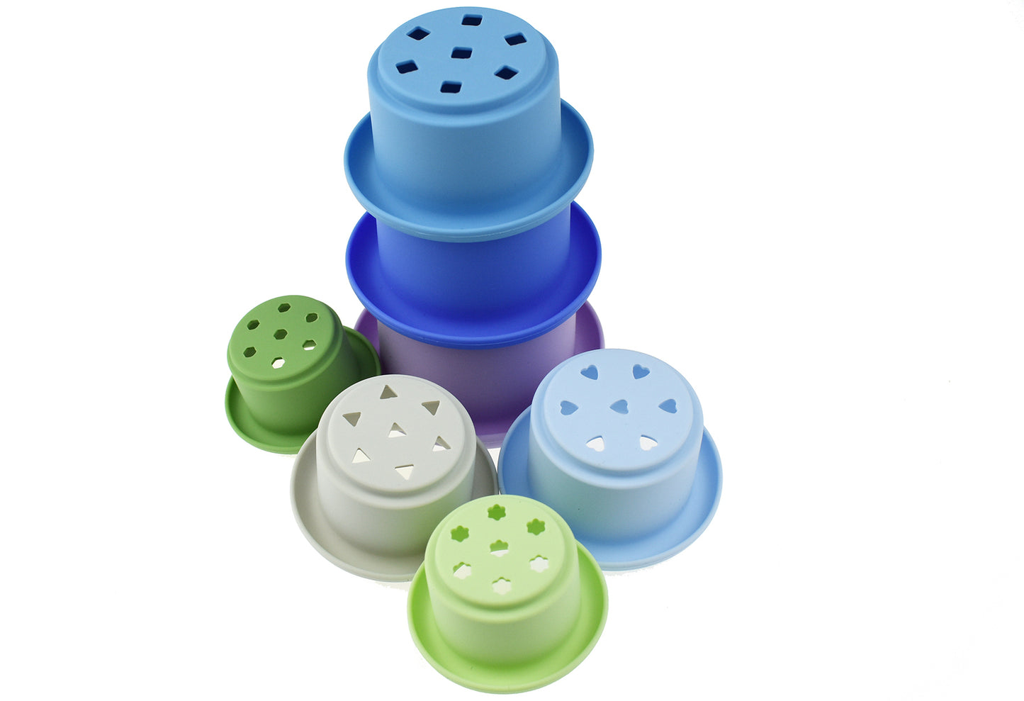 STACKING CUPS 7 PC SILICONE SET-BLUE