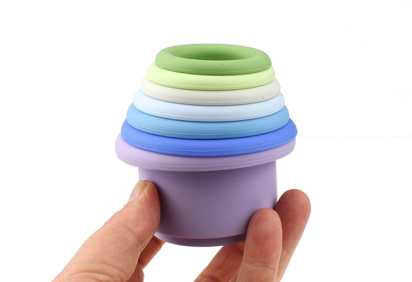 STACKING CUPS 7 PC SILICONE SET-BLUE