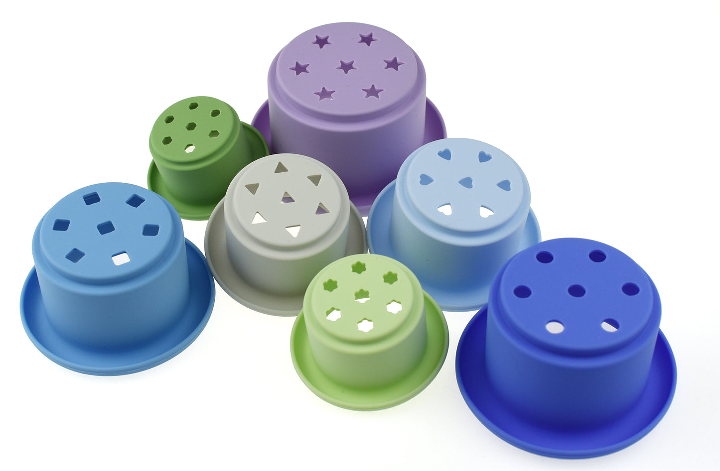 STACKING CUPS 7 PC SILICONE SET-BLUE