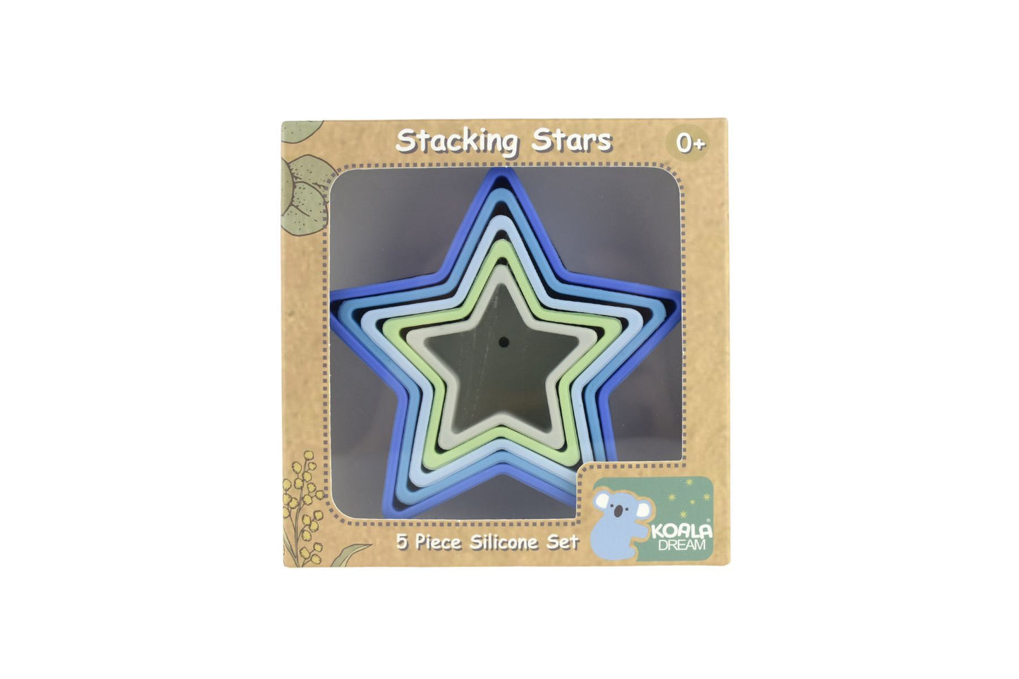 STACKING STARS 5 PC SILICONE SET-BLUE/GREEN