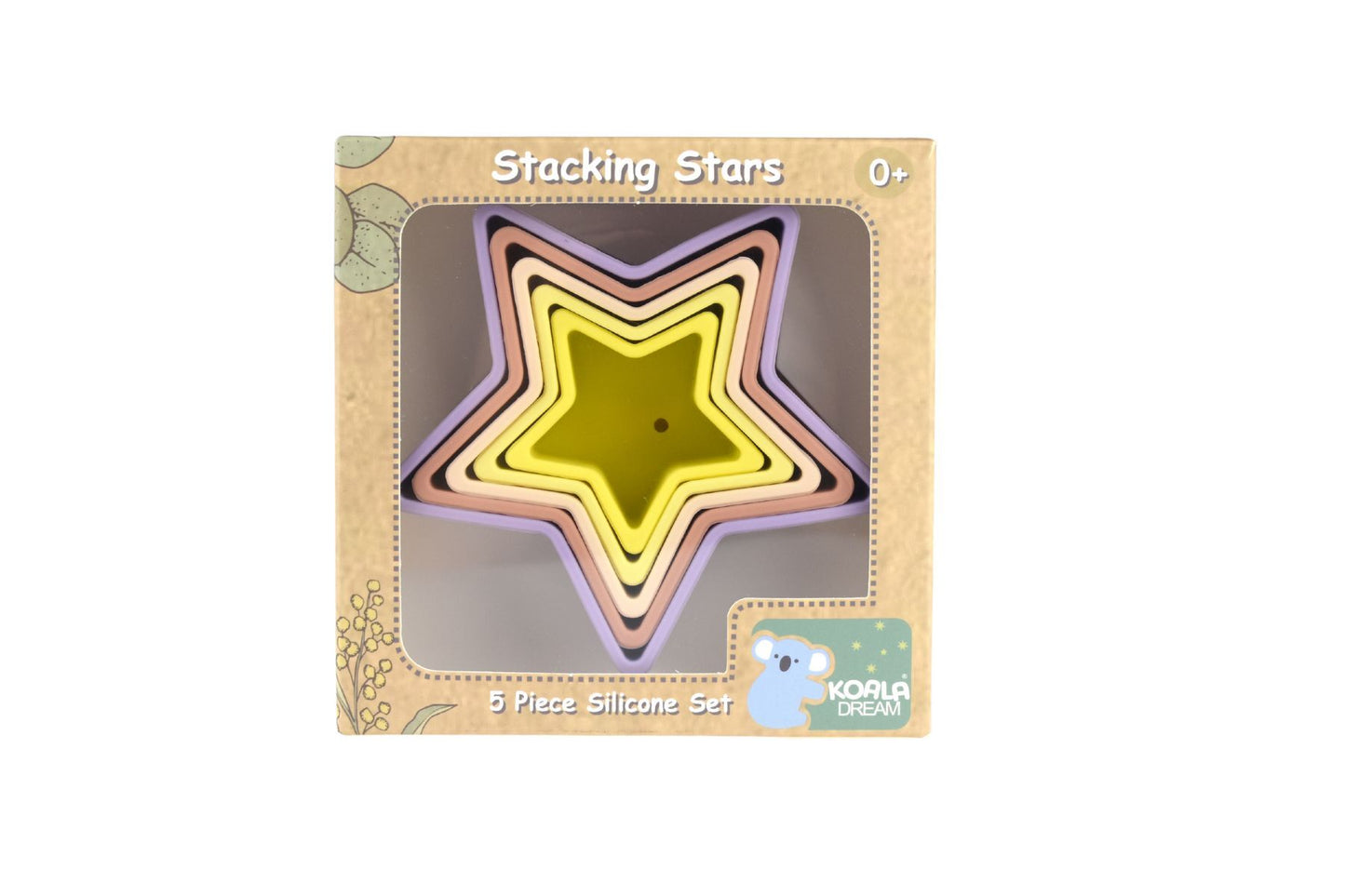 STACKING STARS 5 PC SILICONE SET-PURPLE/YELLOW