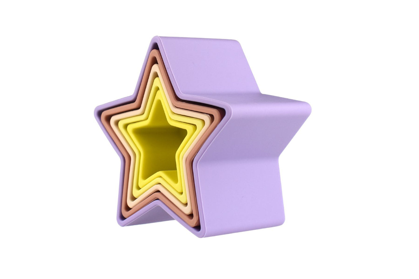 STACKING STARS 5 PC SILICONE SET-PURPLE/YELLOW