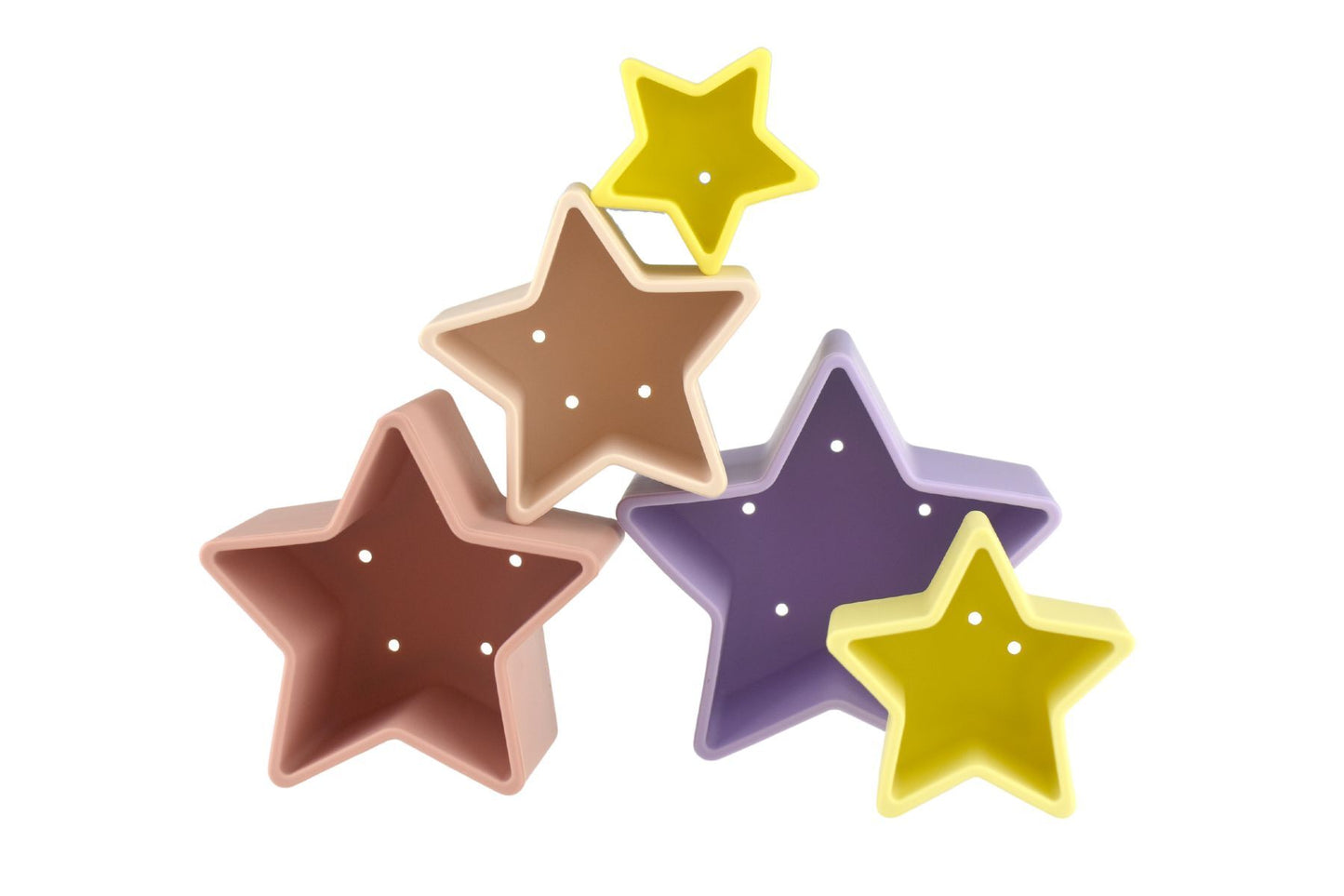 STACKING STARS 5 PC SILICONE SET-PURPLE/YELLOW