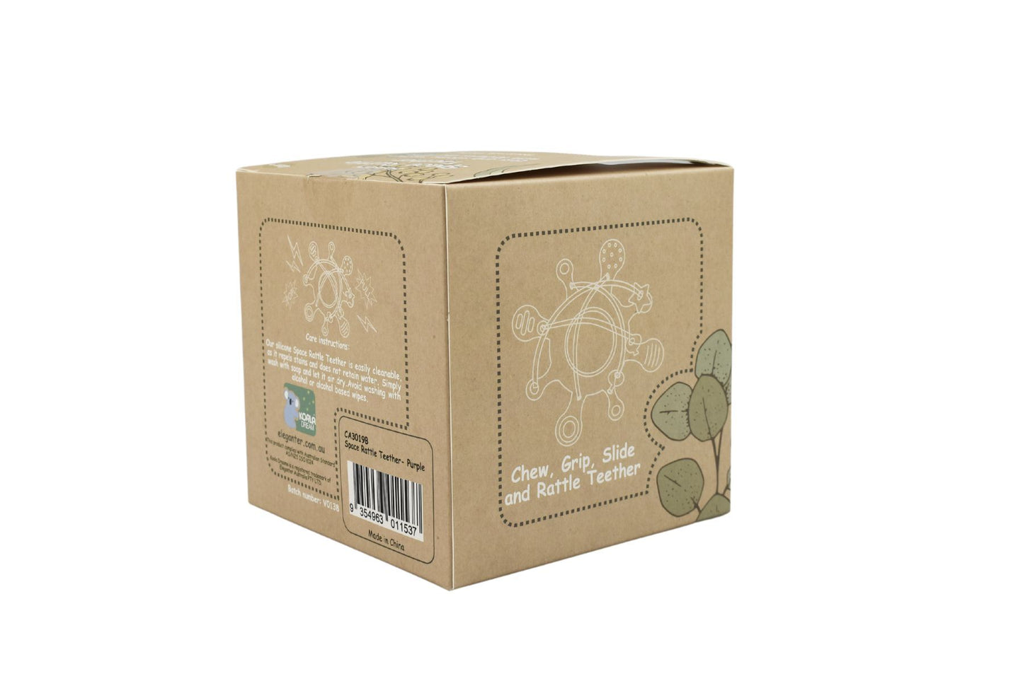 SILICONE SENSORY SPACE RATTLE TEETHER GREEN