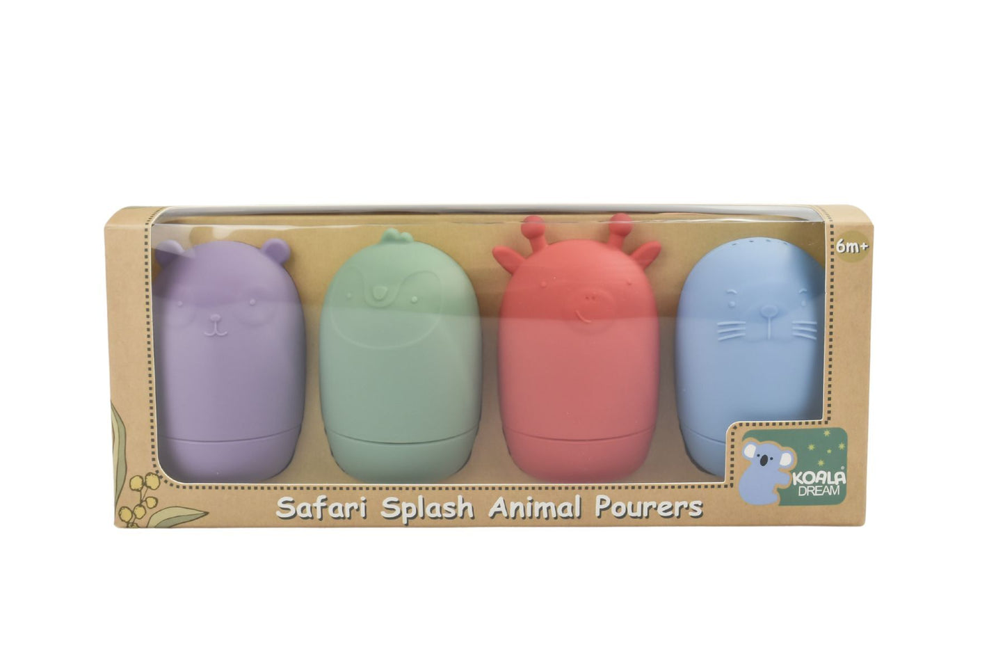 SILICONE SAFARI SPLASH ANIMAL POURERS 4 PCS SET- BRIGHTS