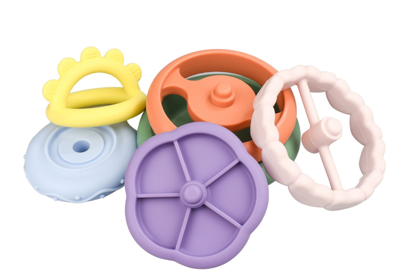 SILICONE SENSORY RAINBOW STACKING TEETHER