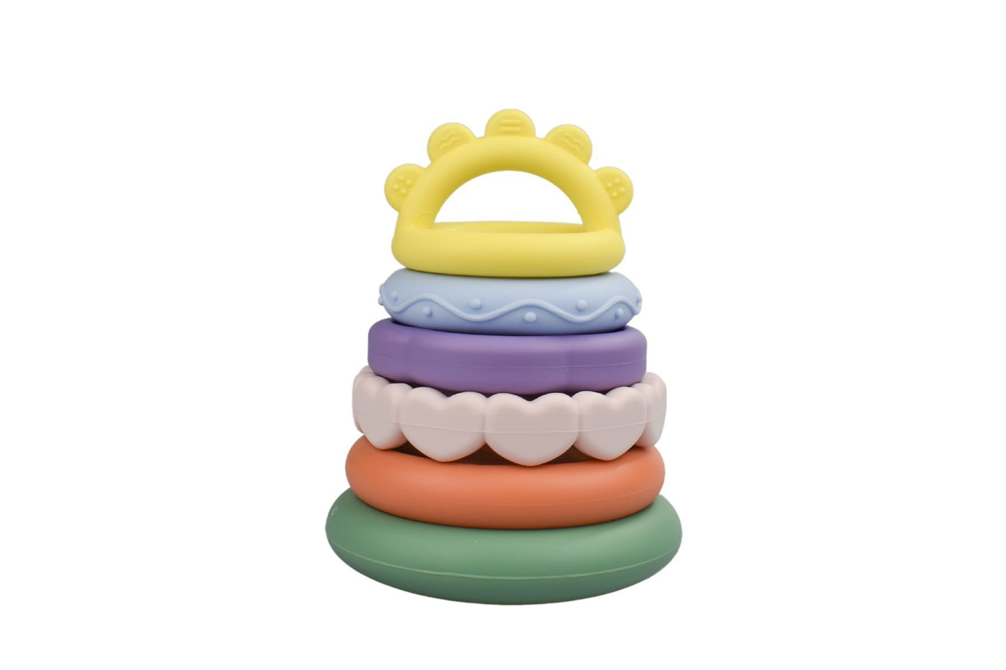 SILICONE SENSORY RAINBOW STACKING TEETHER