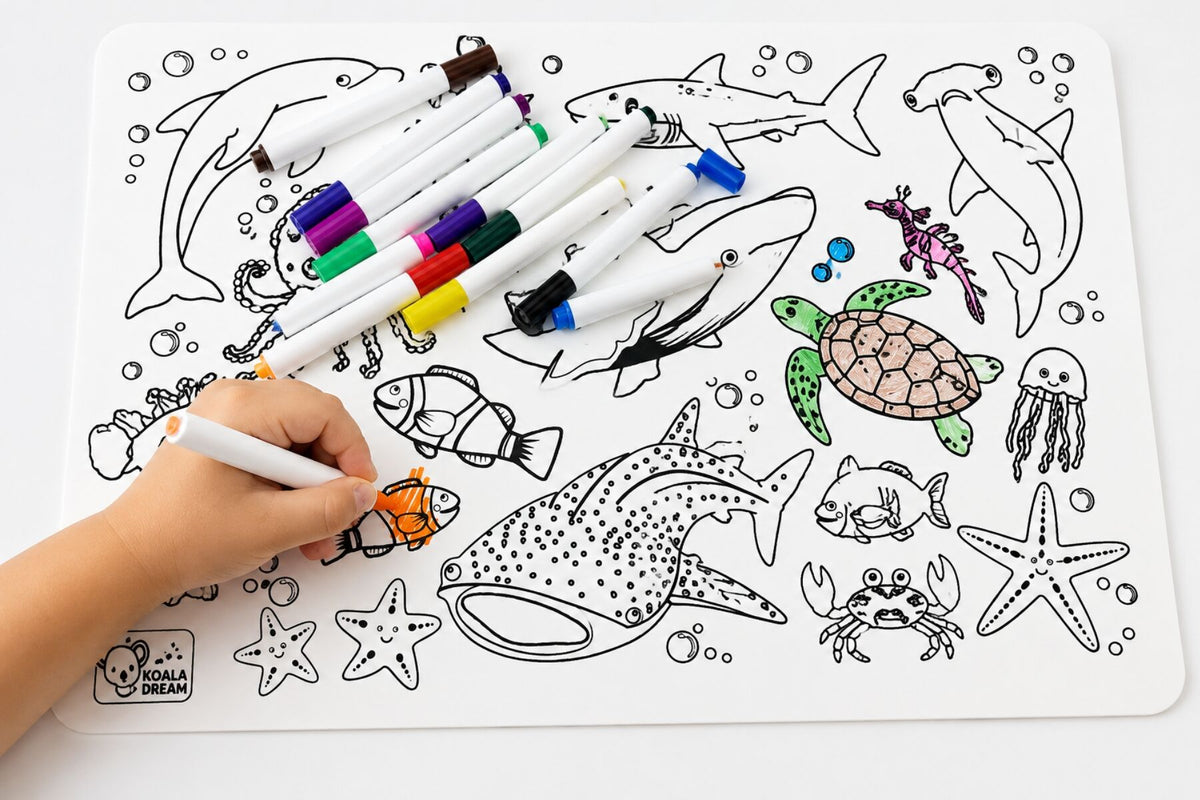REUSABLE SILICONE DRAWING MAT AUSSIE SEA ANIMALS