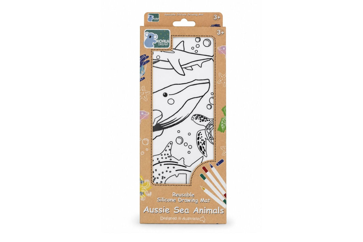 REUSABLE SILICONE DRAWING MAT AUSSIE SEA ANIMALS