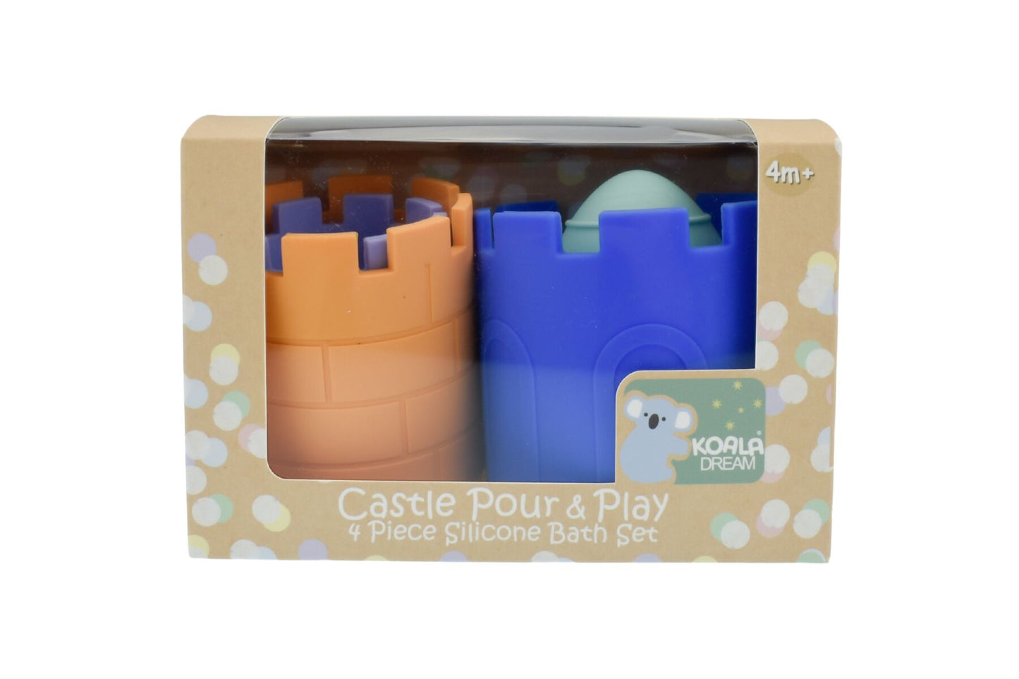 SILICONE CASTLE POUR & PLAY 4PC BATH SET