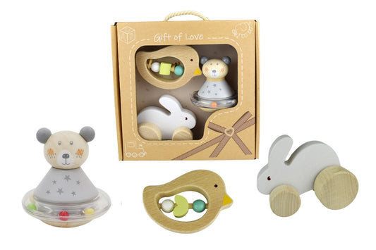 CALM & BREEZY BABY GIFT SET BUNNY BIRD BEAR 3PCS