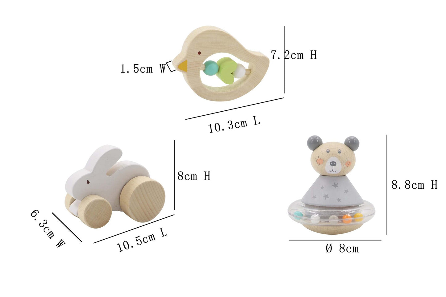 CALM & BREEZY BABY GIFT SET BUNNY BIRD BEAR 3PCS