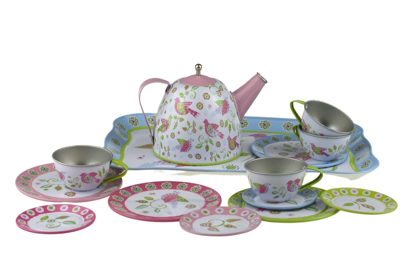 BIRD DESIGN TIN TEA SET 15PCS