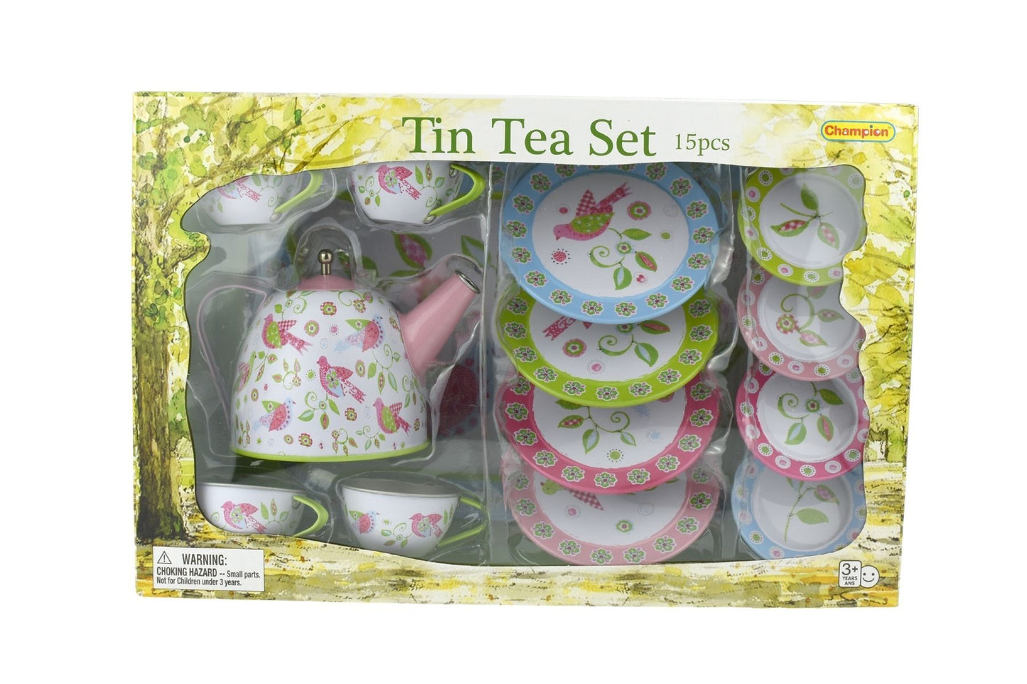 BIRD DESIGN TIN TEA SET 15PCS