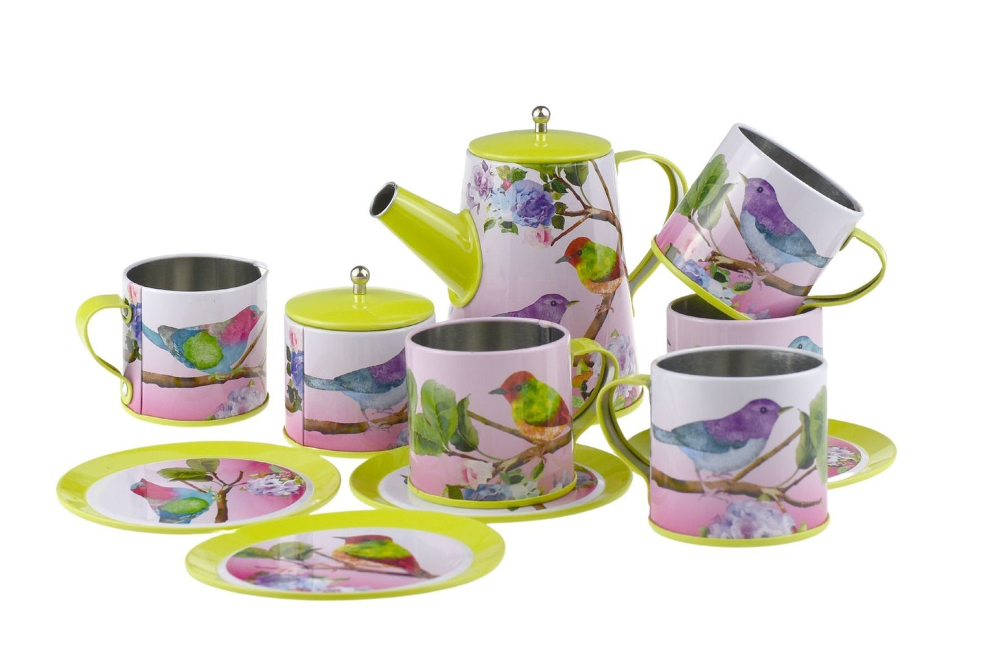 BIRD TIN TEA MUG SET 13PCS