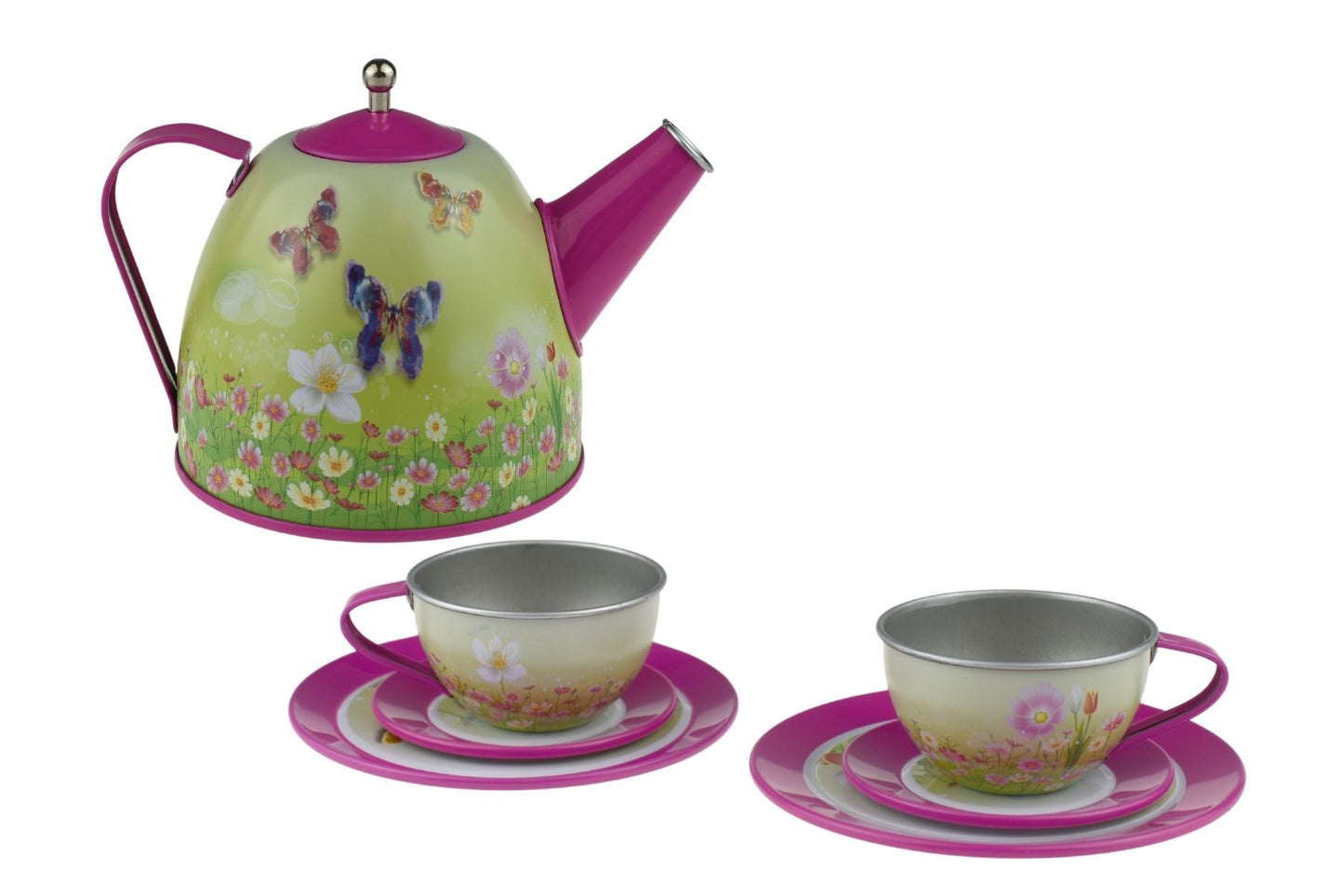 PINK BUTTERFLY TIN TEA SET 15PCS