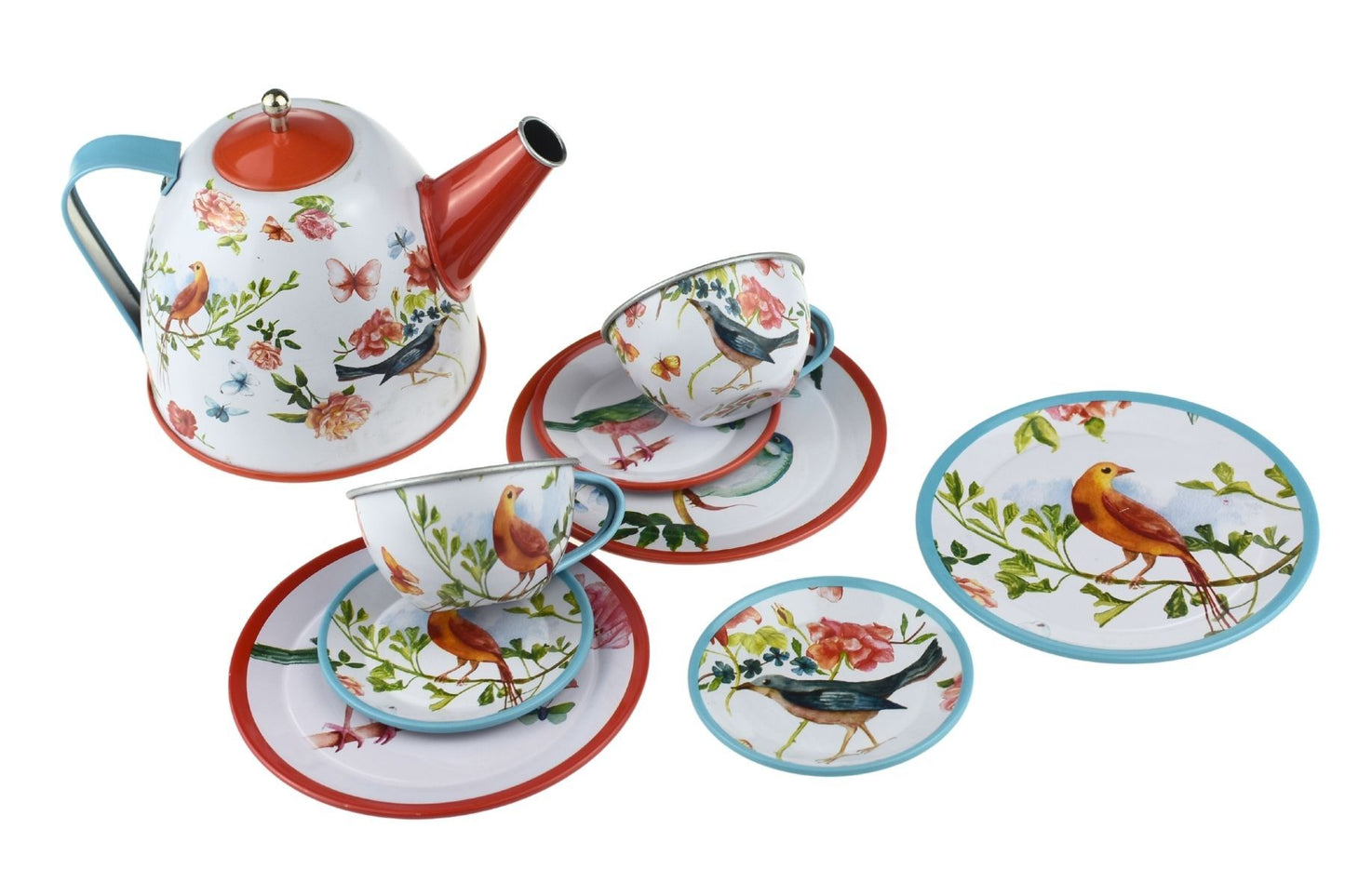 GARDEN BIRDS TIN TEA SET 15PCS